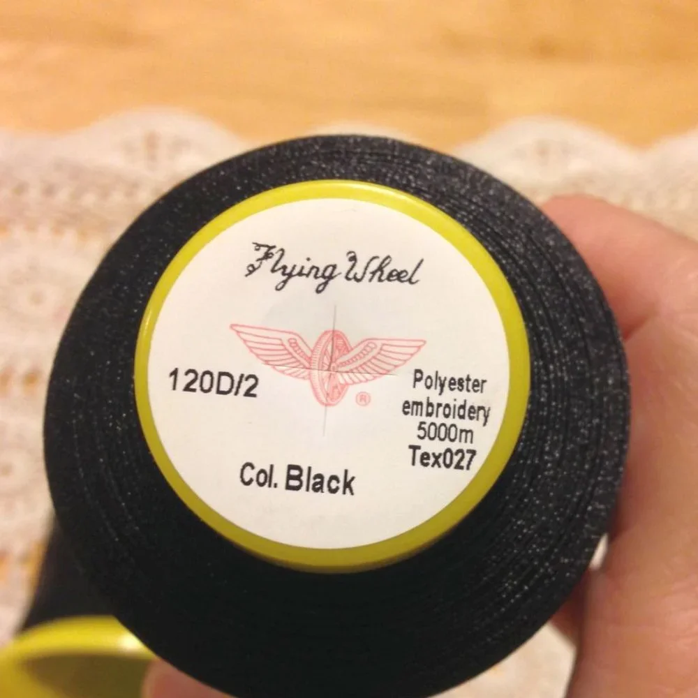 Embroidery Thread bundle - Flying Wheel Black polyester 5000m